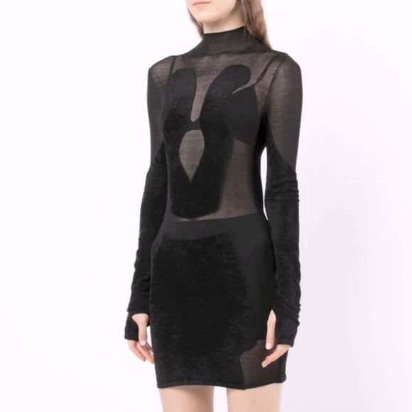 New Dion Lee Chenille Intarsia Knit Black Mini Dress Size 4 - Picture 3 of 14